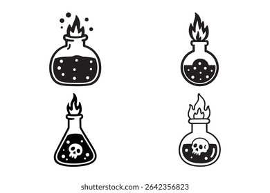 Skull Potion Jar Illustration – Spooky Chemistry Bottle Design
