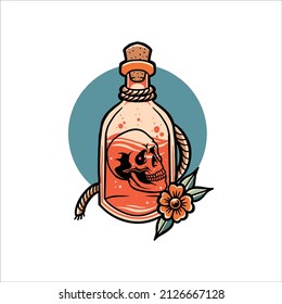 skull potion tattoo vector design