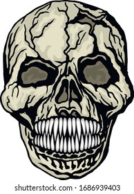 skull with predator teeths, grunge vintage design t shirts

