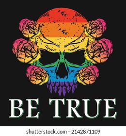 Skull Pride Rainbow Vintage Vector Premium T Shirt