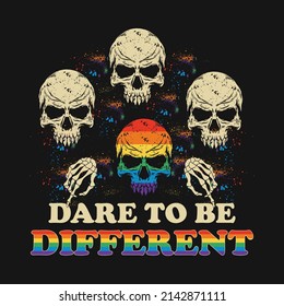 Skull Pride Rainbow Vintage Vector Premium T shirt