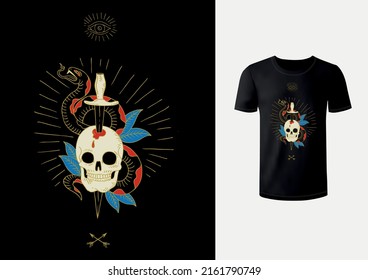 skull print. illustration tattoo or fashion print