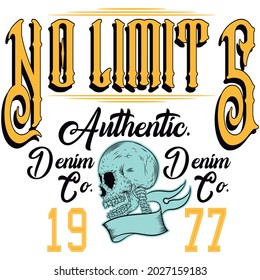 skull print and text No Limits and numbers