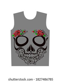 skull print for t-shirt graphic vector