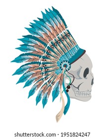 perfil de cráneo con plumas bonnet