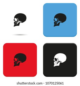 Skull profile view flat vector icon.