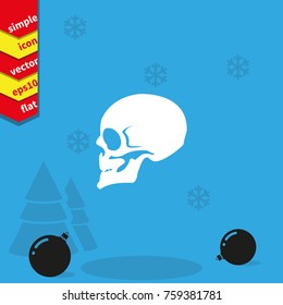Skull profile view vector icon.
