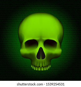 Skull is a program virus, On digital background. Vector illustration