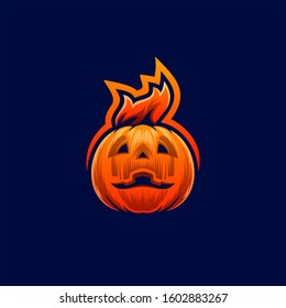 skull pumkin logo design vector illustration