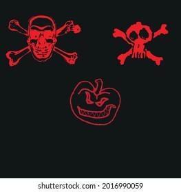 skull pumpkin Halloween horror scary vector design  