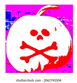 Skull calabaza halloween vector diseño simple.