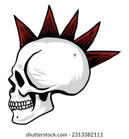 Skull Punk Head Illustration Vector