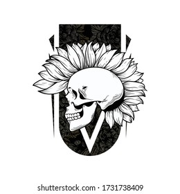 skull punk nature vector design