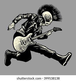 skull punk style guitarist