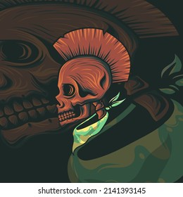 Skull punk wearing buff vector illustration