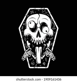 Skull put tongue out graphic illustration vector art t-shirt design