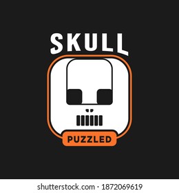 Skull with puzzle style design vector