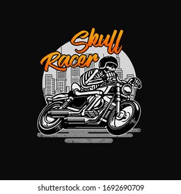 skull racer classic vintage motorcycle
