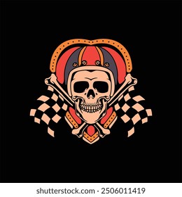 skull racer tattoo vector design