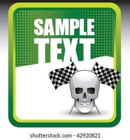 skull and racing flags green background