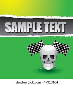 skull and racing flags green ripped template