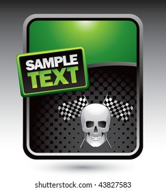 skull and racing flags green stylized template