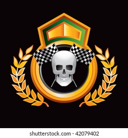 skull and racing flags orange royal display