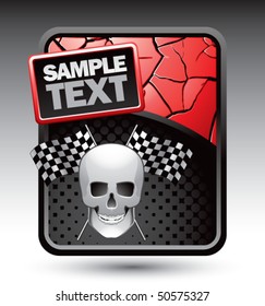 skull and racing flags red cracked backdrop