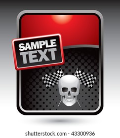 skull and racing flags red stylized template