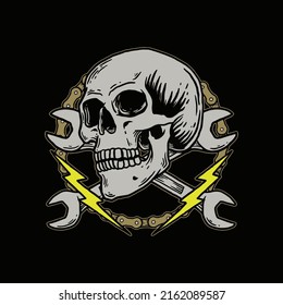 Skull Racing Lightning Illustration Vector