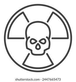 Skull with Radiation symbol vector Radiation concept outline icon or sign