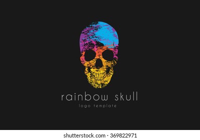 Skull. Rainbow skull. Skull logo. Colorful logo. Creative skull logo
