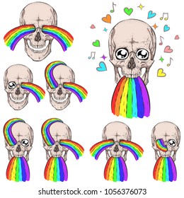 Skull and rainbow. Rainbow set.