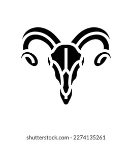 skull ram horn animal glyph icon vector. skull ram horn animal sign. isolated symbol illustration