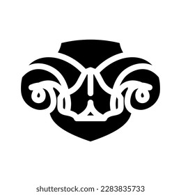 skull ram horn animal glyph icon vector. skull ram horn animal sign. isolated symbol illustration