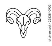 skull ram horn animal line icon vector. skull ram horn animal sign. isolated contour symbol black illustration