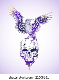 skull and raven