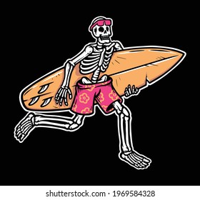 Skull ready to surf vector illustration