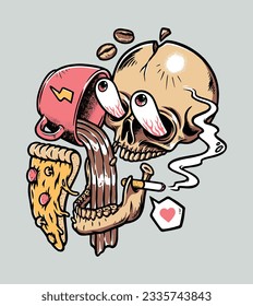 skull really likes to drink coffee