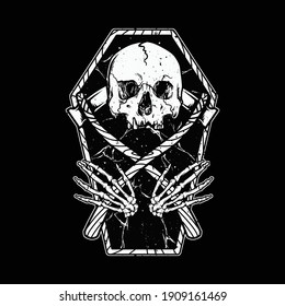 Skull reaper horror coffin graphic illustration vector art t-shirt design