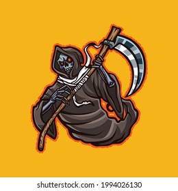 Skull Reaper mascot cartoon illustration