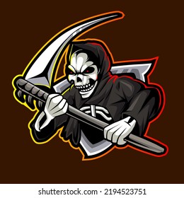 skull reaper mascot e sport logo illustration