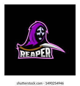 skull reaper mascot logo concept