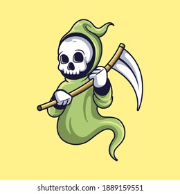 skull reaper, soules cute mascot character funny cool coloring