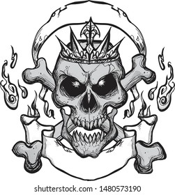 Skull reaper tattoo emblem design for any of graphic design project