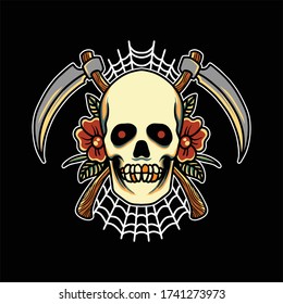 skull reaper tattoo vector design