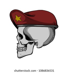 skull with red beret