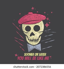 Skull with red cap. vector illustration. good for t-shirt image and sticker