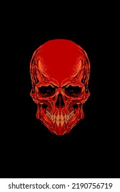 Skull red color vector illustration