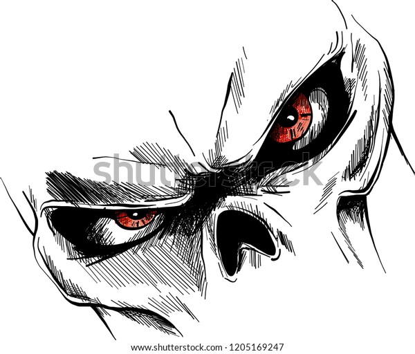 Skull with red eyes Cartoon Vector Image